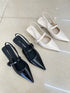 Close Pointy Toe Sling Back Kitten Heel